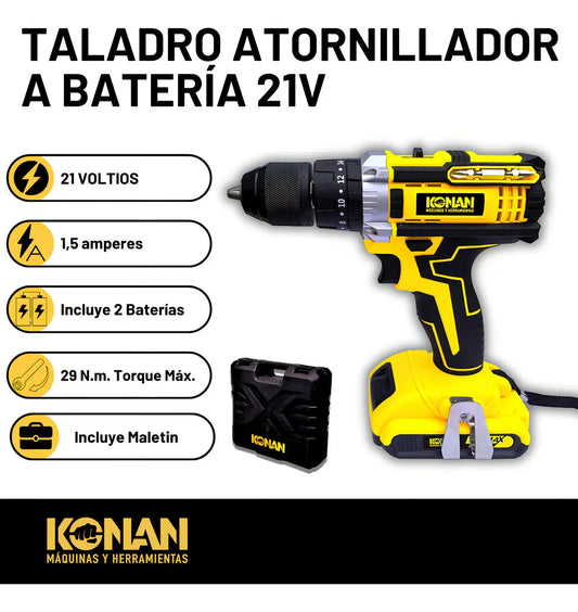 Taladro Percutor Inalámbrico Multifuncional 10 en 1 – Incluye 2 Baterías y Maletín