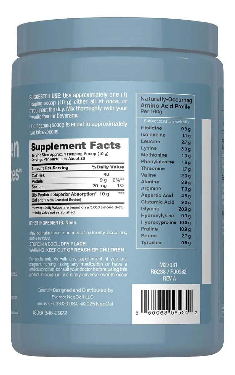 NeoCell Collagen Bio-Peptides Protein 300g – Colágeno en Polvo de Alta Absorción