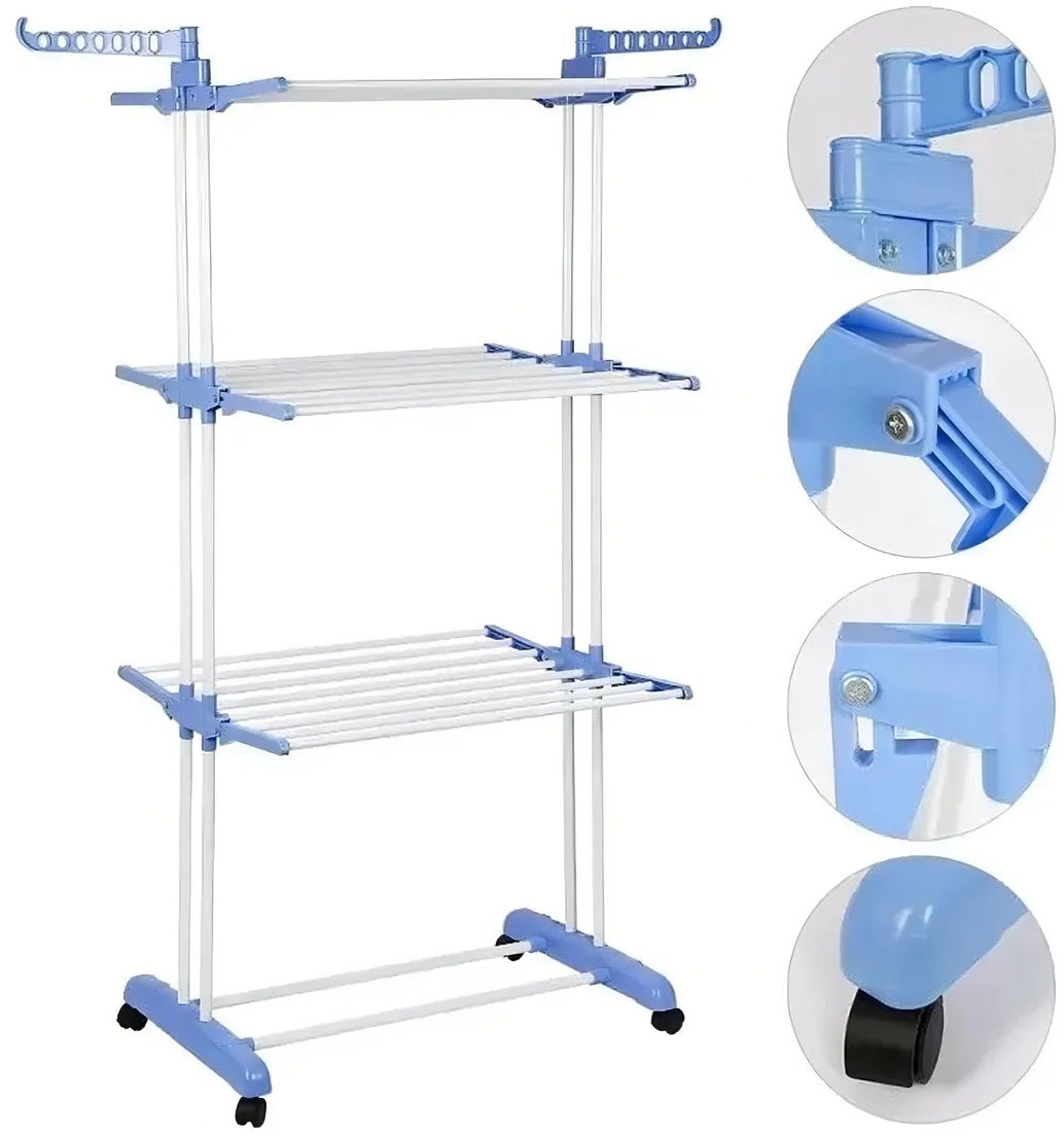 Tender Vertical Extensible para Ropa con Ruedas – Organizador Plegable de Gran Capacidad