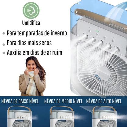 Mini Climatizador Portátil 3 en 1 de Mesa – Ventilador y Humidificador