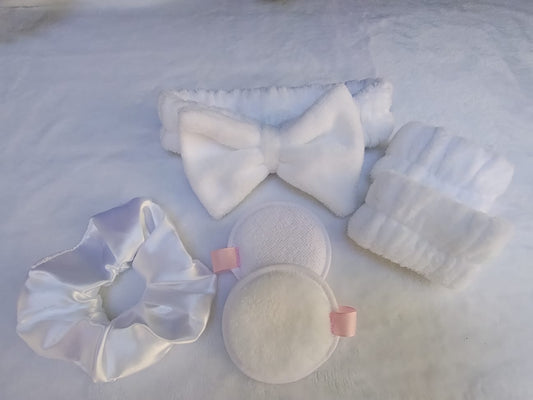 Set Completo de Skincare Facial – Vincha + Muñequeras + Pads Reutilizables