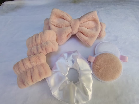 Set Completo de Skincare Facial – Vincha + Muñequeras + Pads Reutilizables
