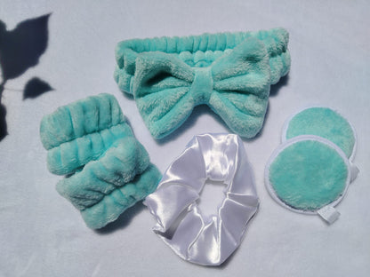 Set Completo de Skincare Facial – Vincha + Muñequeras + Pads Reutilizables