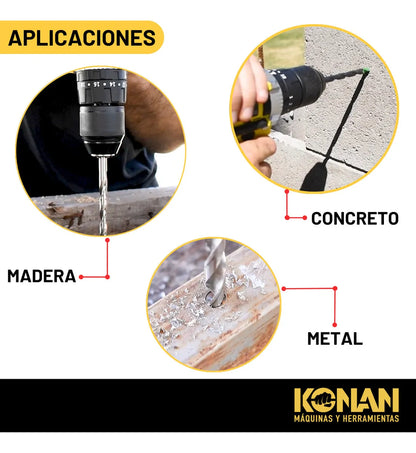 Taladro Percutor Inalámbrico Multifuncional 10 en 1 – Incluye 2 Baterías y Maletín