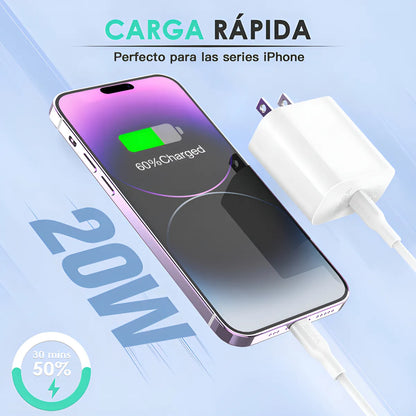 Cargador Rápido 20W USB-C a Lightning